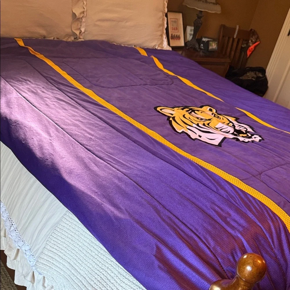 Purple Blanket with Tiger Logo 87” x 67”